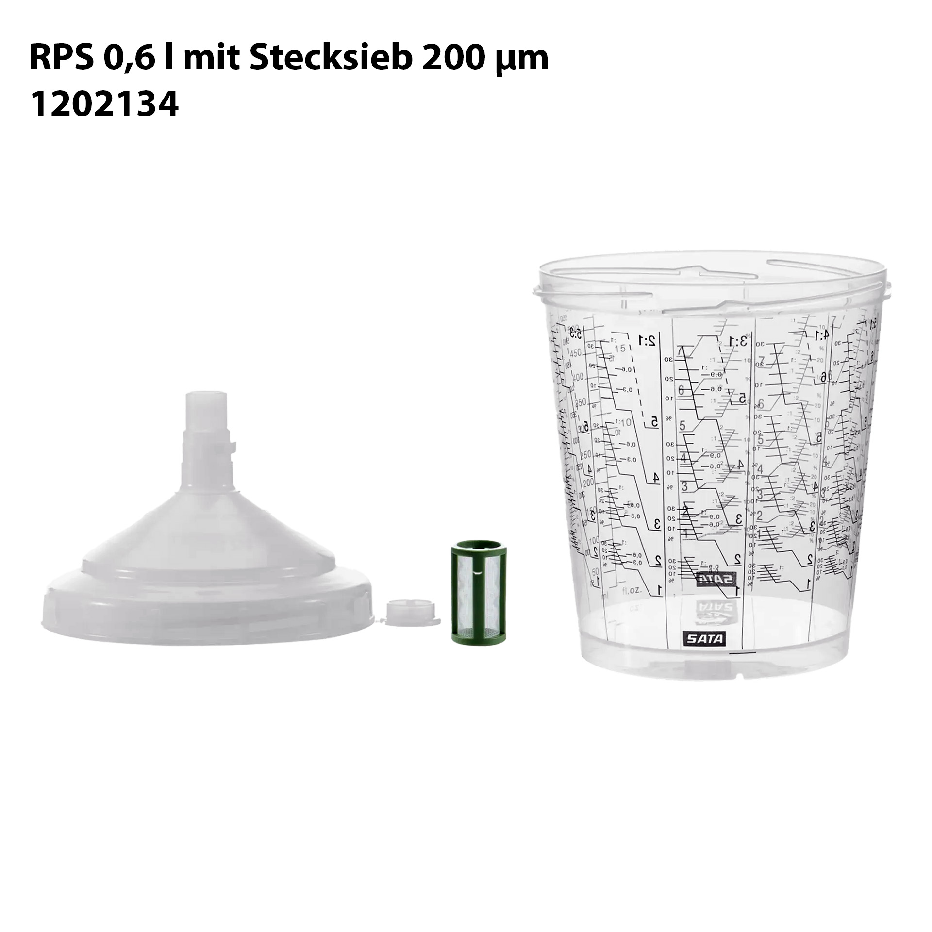 SATA RPS Mehrzweckbecher 0,6 l 200 µm Stecksieb (VPE 50 Stück)