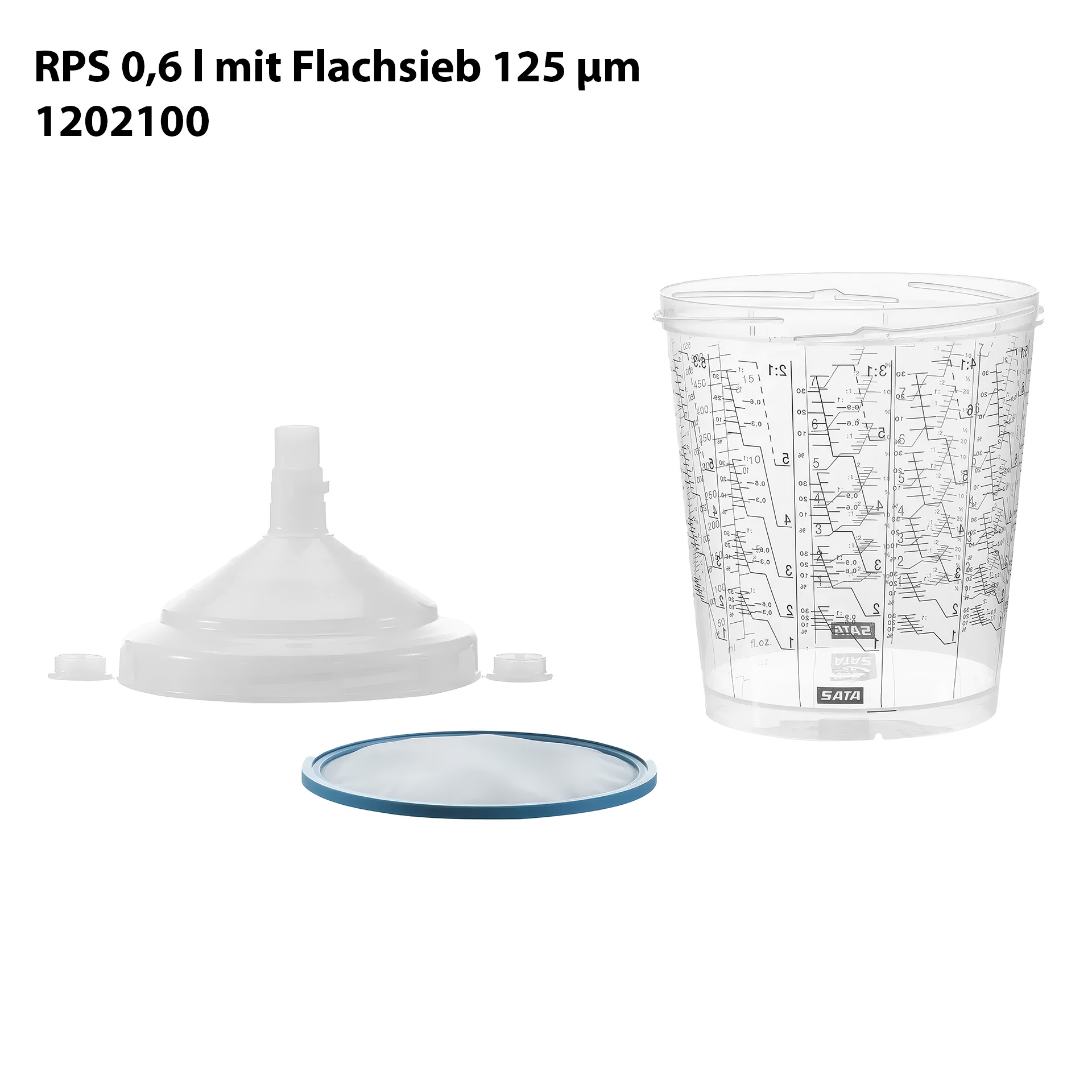 SATA RPS Mehrzweckbecher 0,6 l 125 µm Flachsieb (VPE 50 Stück)