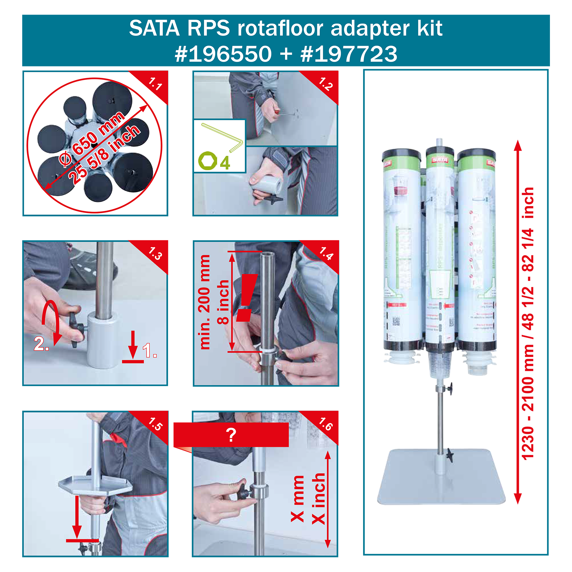 196550 SATA RPS rotafloor adapter kit, Montagezeichnung