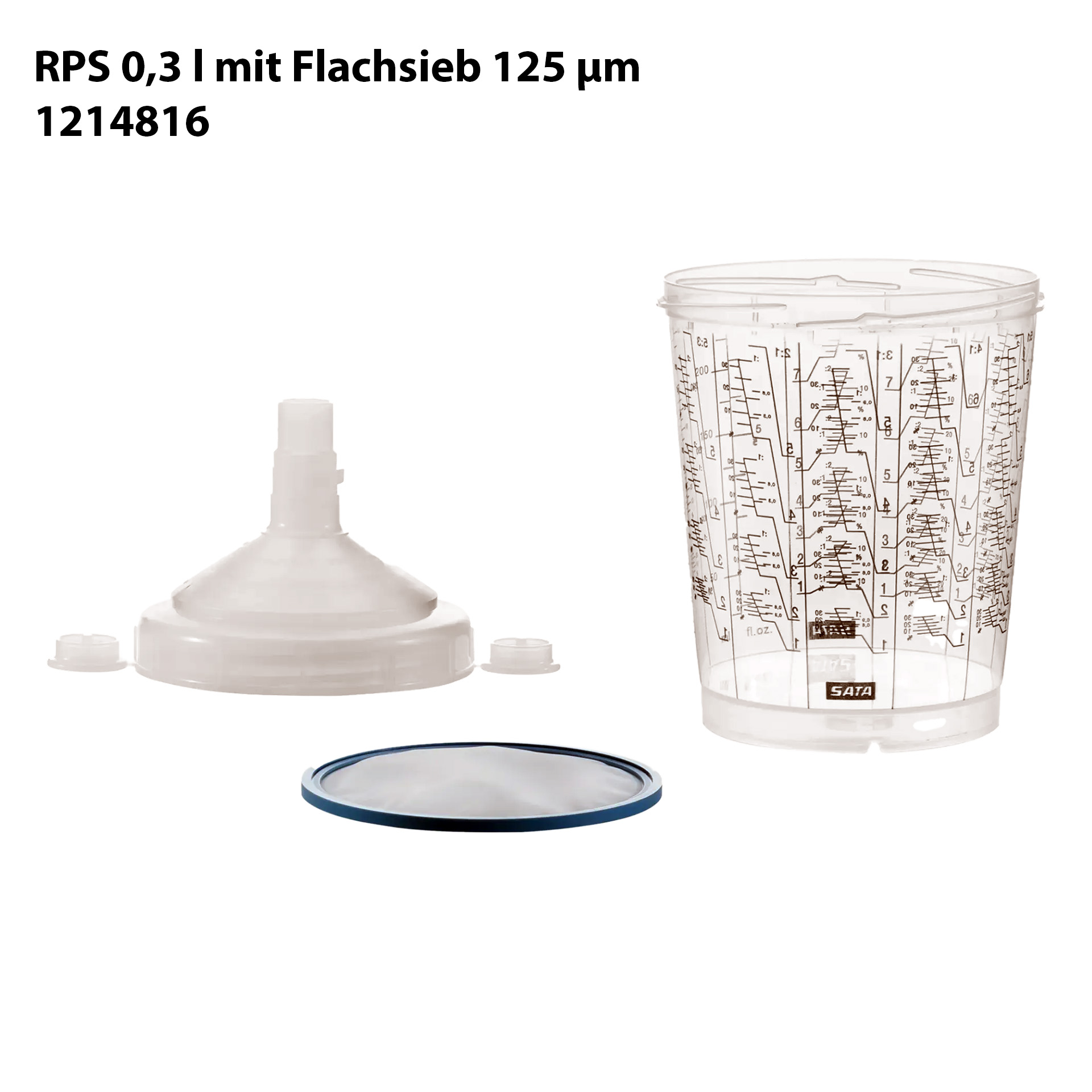 SATA RPS Mehrzweckbecher 0,3 l Standard, 125 µm Flachsieb (VPE 100 Stück)