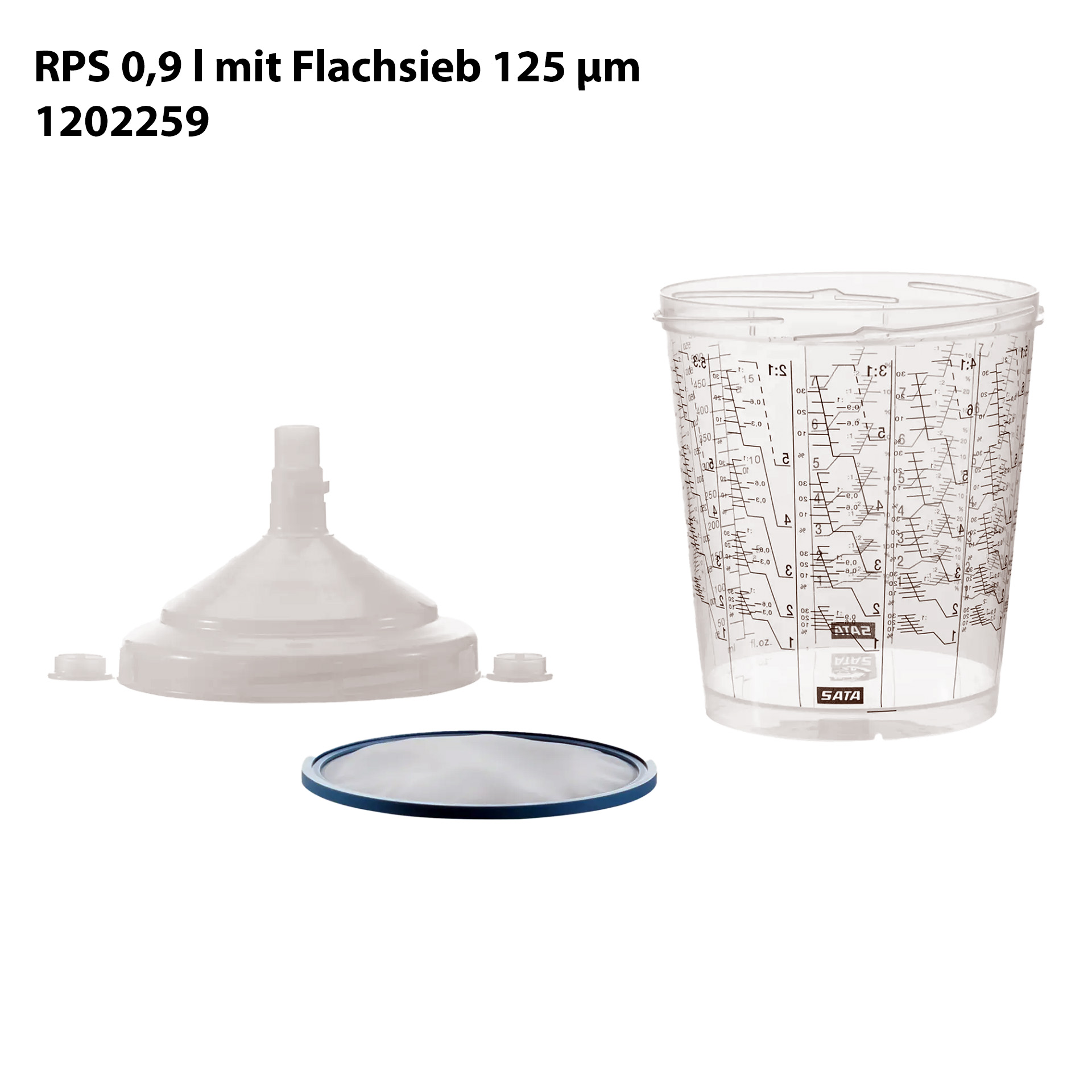 SATA RPS Mehrzweckbecher 0,9 l 125 µm Flachsieb (VPE 50 Stück)