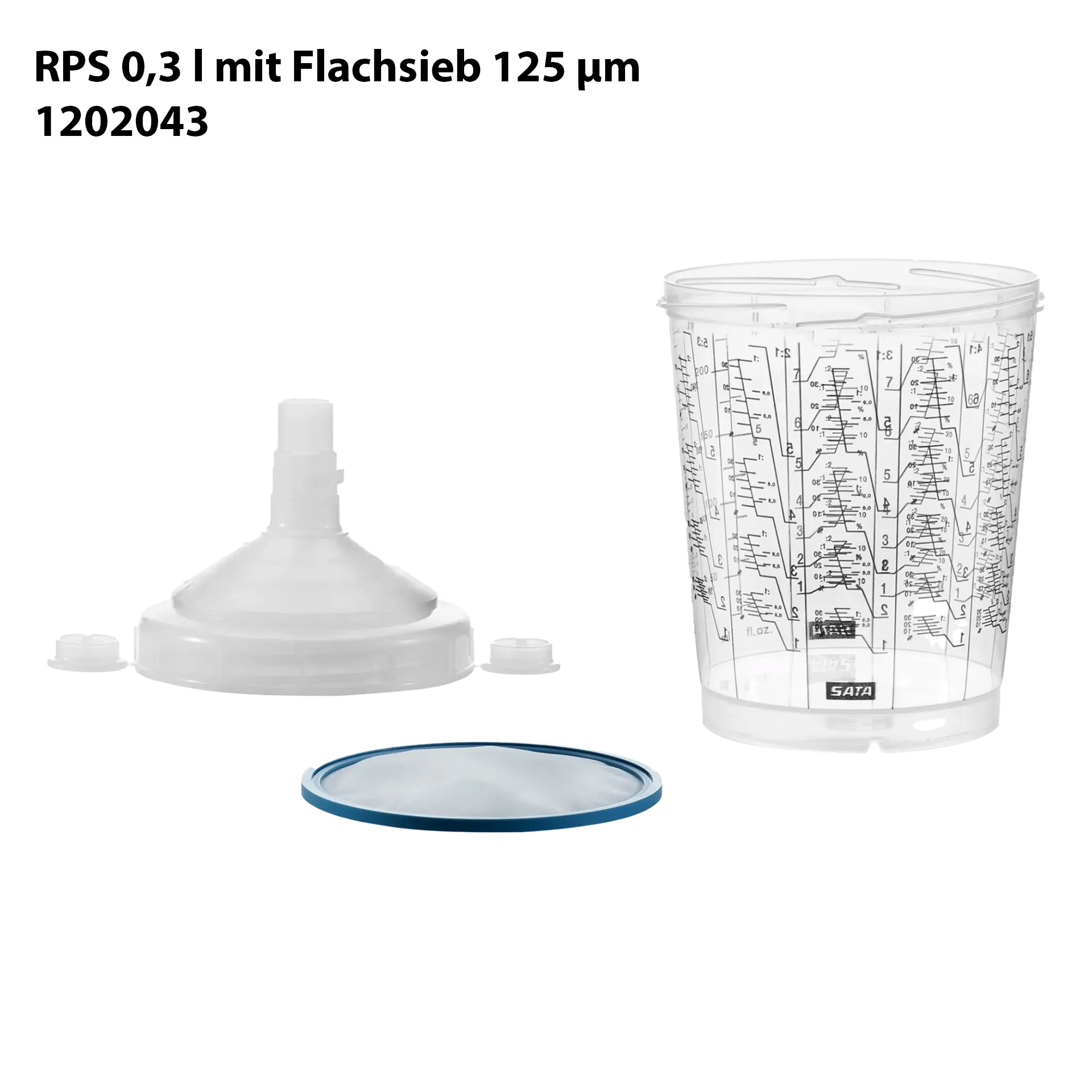 SATA RPS Mehrzweckbecher 0,3 l Standard, 125 µm Flachsieb (VPE 50 Stück)