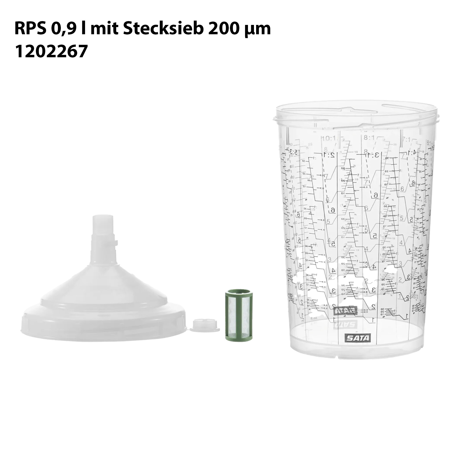 SATA RPS Mehrzweckbecher 0,9 l 200 µm Stecksieb (VPE 50 Stück)